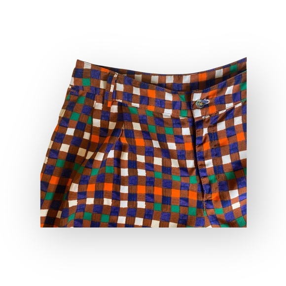 Duro Olowu 𑁍 Window Pane Print Plaid Shorts 𑁍 Wild Red Multicolor 𑁍 XS S 4 𑁍 - Picture 4 of 16